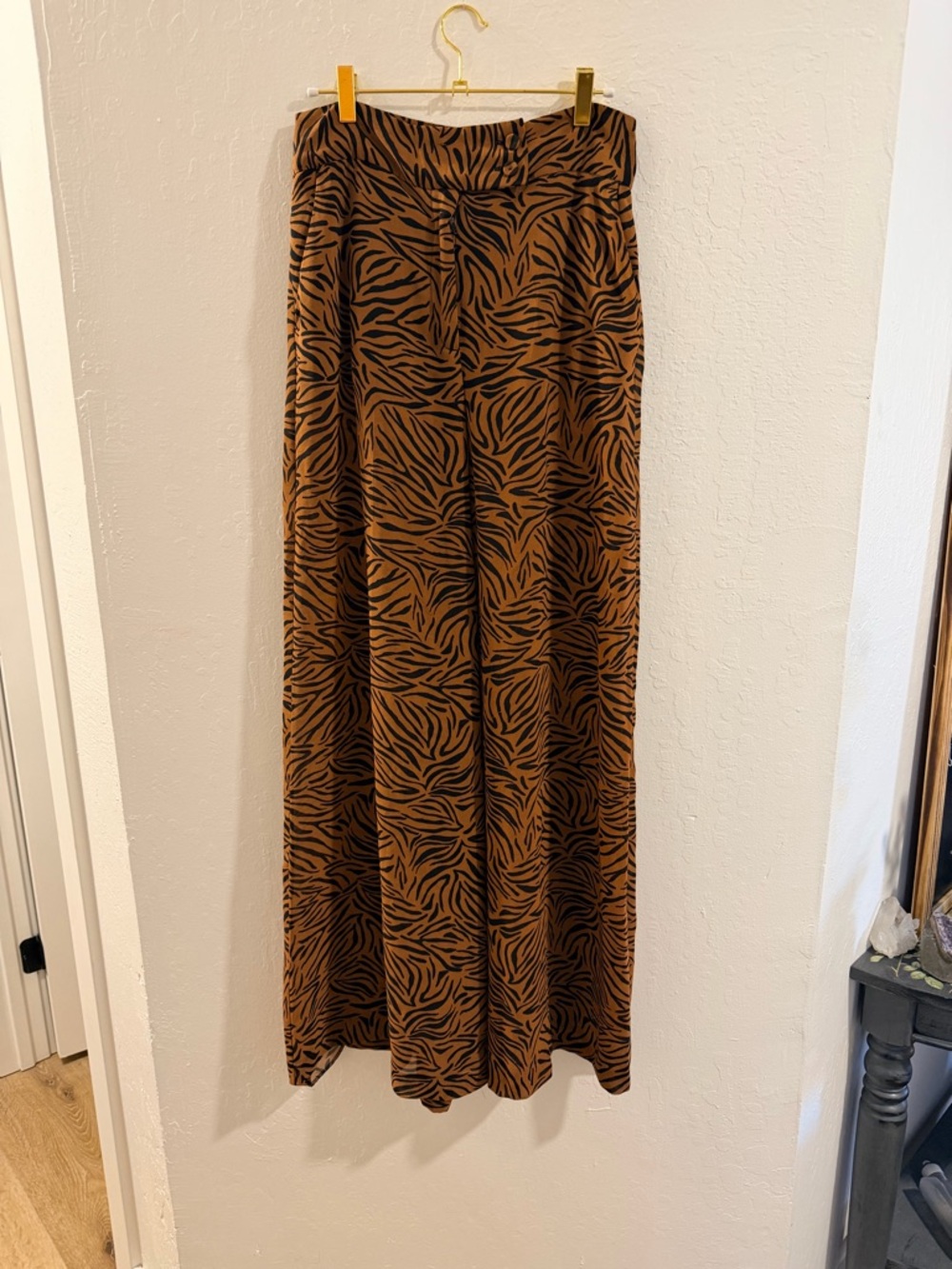 Zara Brown and Black Zebra-Print Maxi Skirt
